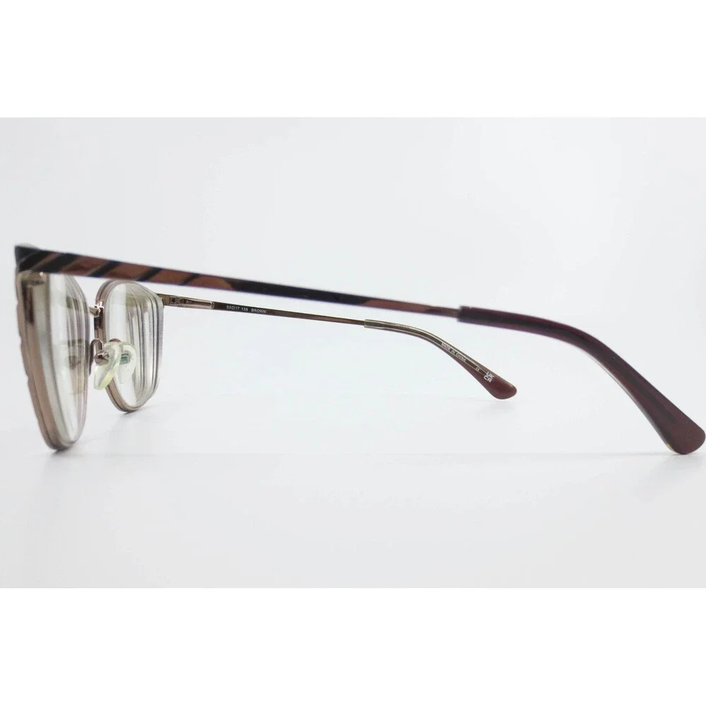 Wittnauer Cordelia Brown Striped Cat Eye Eyeglasses Frames 53-17-135 Demo Lenses